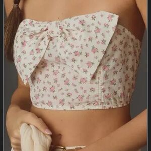 ANTHROPOLOGIE Floral Bow Bustier Top Size Small NWT